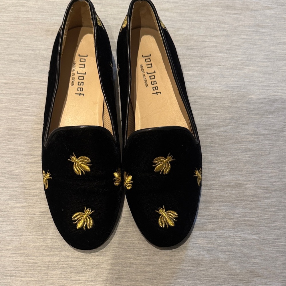 Jon Josef velvet Black and Gold Women's Loafers